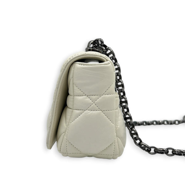 Caro Shoulder Bag Small Latte in Lambskin, Gunmetal hardware