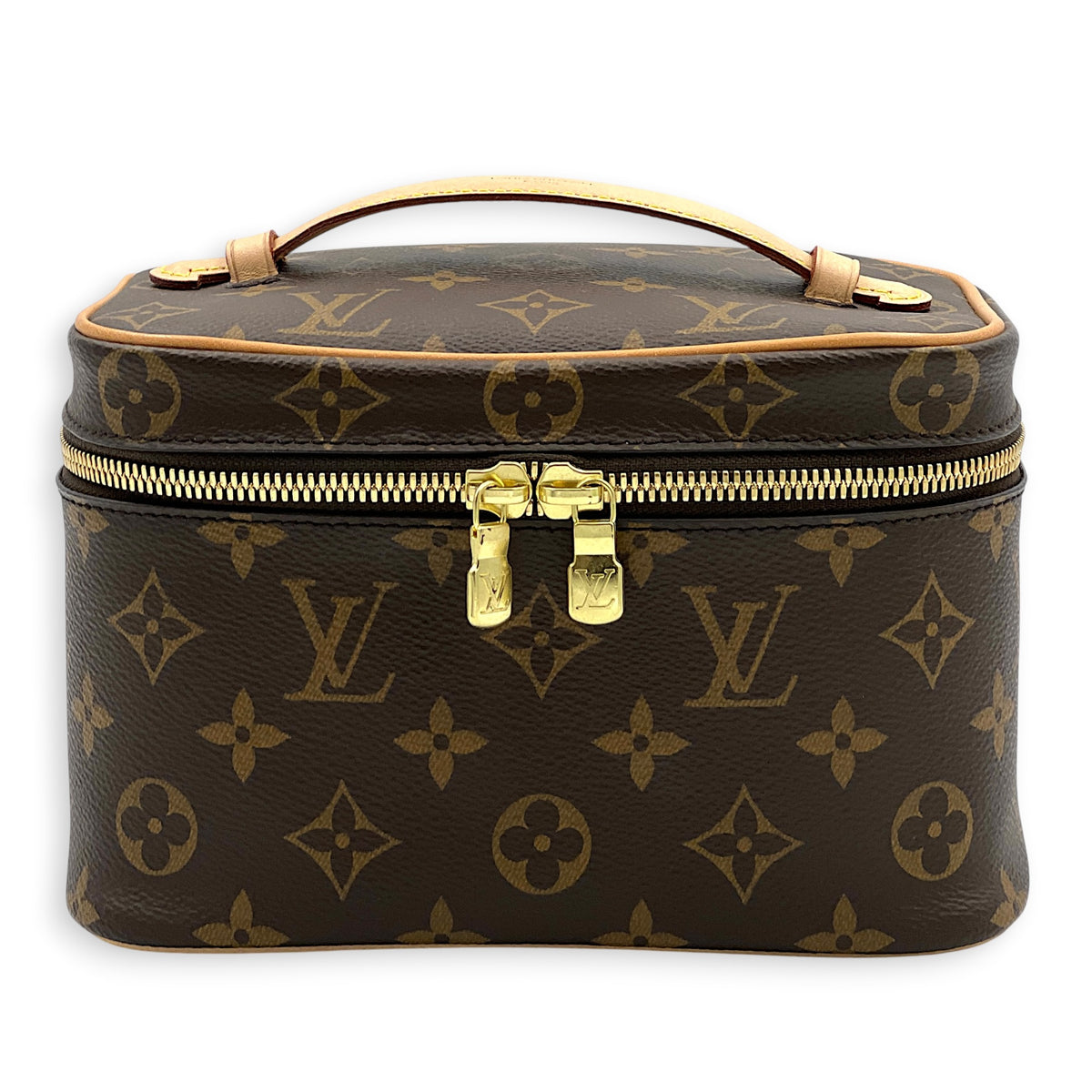 Nice Mini Monogram Brown Vanity Bag in Monogram Coated Canvas, Gold hardware