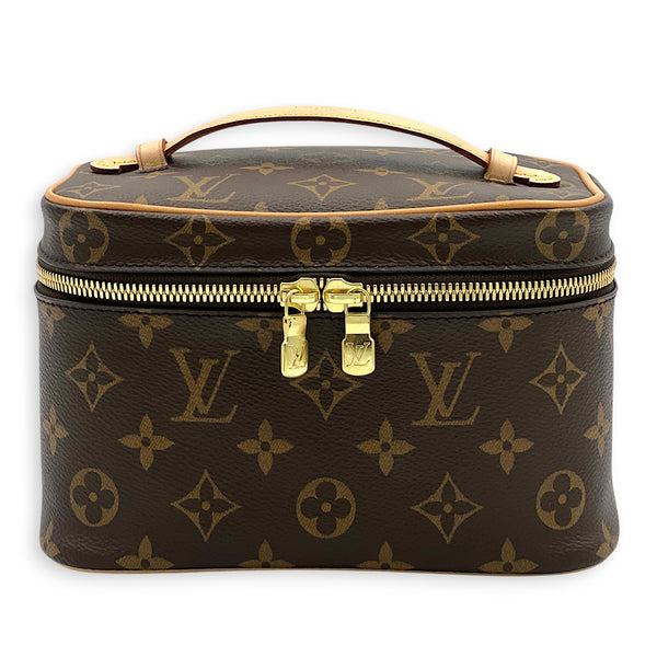 Nice Mini Monogram Brown Vanity Bag in Monogram Coated Canvas, Gold hardware