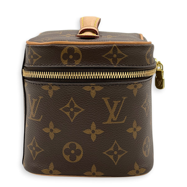 Nice Mini Monogram Brown Vanity Bag in Monogram Coated Canvas, Gold hardware