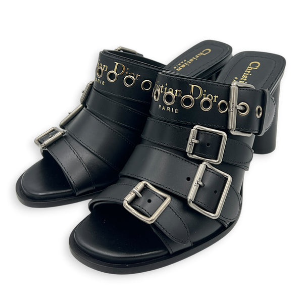 Heels Sandals 37 Black in Calfskin, Gunmetal hardware