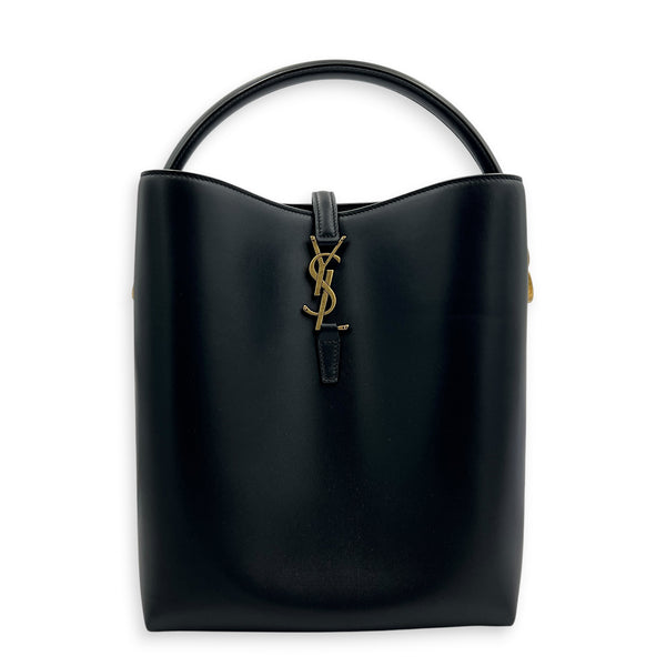 Le 37 Medium Noir Top Handle Bag in Calfskin, Gold hardware