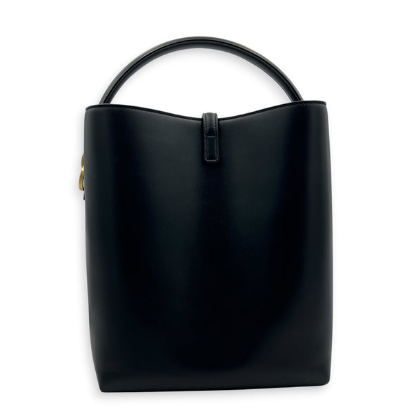 Le 37 Medium Noir Top Handle Bag in Calfskin, Gold hardware