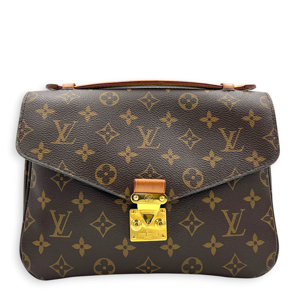 Metis Crossbody Bag Brown in Monogram Coated Canvas, Gold hardware