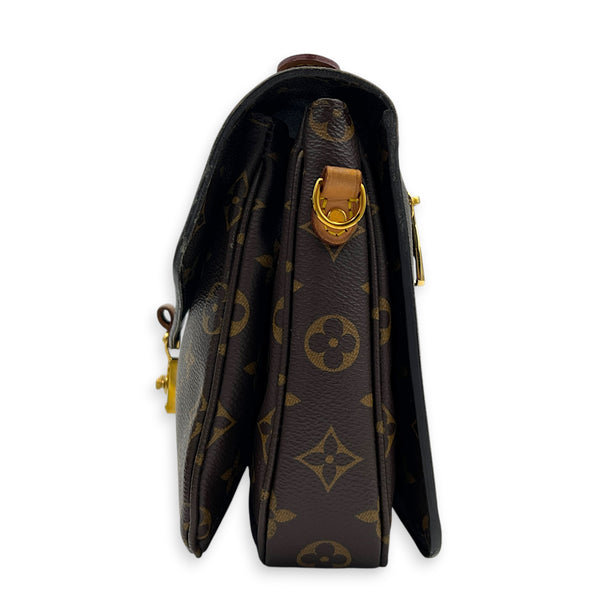 Metis Crossbody Bag Brown in Monogram Coated Canvas, Gold hardware