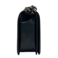 Boy Shoulder Bag Black in Calfskin, Ruthenium hardware
