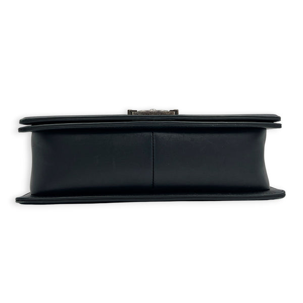 Boy Shoulder Bag Black in Calfskin, Ruthenium hardware