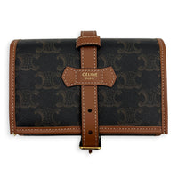 Triomphe Brown Jewellery Pouch in Coated Canvas, Gold hardware