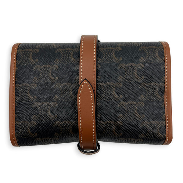 Triomphe Brown Jewellery Pouch in Coated Canvas, Gold hardware