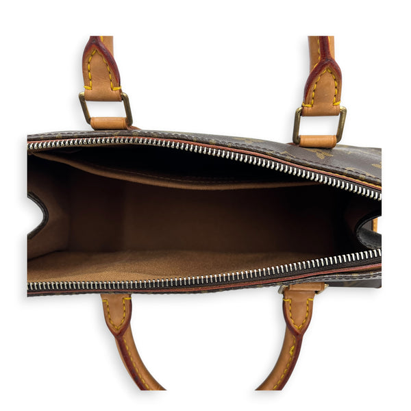 Popincourt Brown Top Handle Bag in Monogram Coated Canvas, Gold hardware