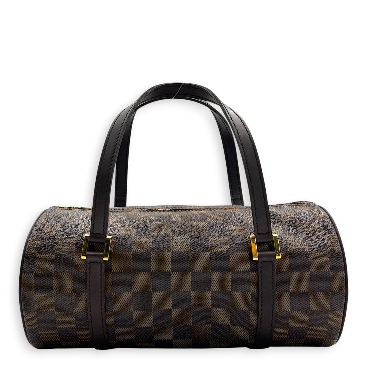 Papillon Top Handle Bag Brown in Coated Canvas, Gold hardware