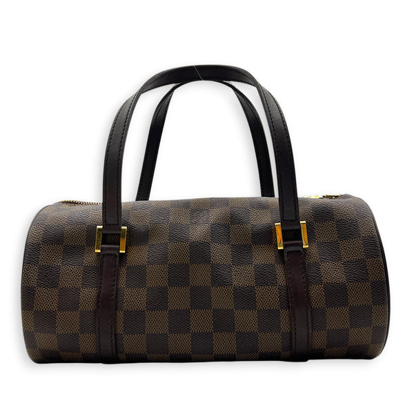 Papillon Top Handle Bag Brown in Coated Canvas, Gold hardware