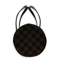 Papillon Top Handle Bag Brown in Coated Canvas, Gold hardware