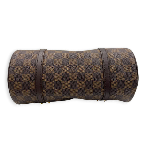 Papillon Top Handle Bag Brown in Coated Canvas, Gold hardware