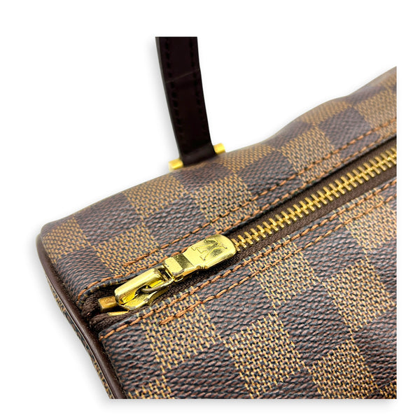 Papillon Top Handle Bag Brown in Coated Canvas, Gold hardware