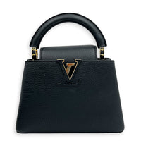 Capucines Top Handle Bag Mini Black in Taurillon Leather