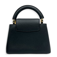 Capucines Top Handle Bag Mini Black in Taurillon Leather