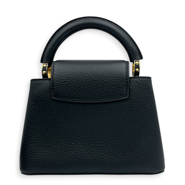 Capucines Top Handle Bag Mini Black in Taurillon Leather