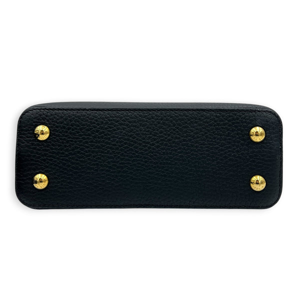 Capucines Top Handle Bag Mini Black in Taurillon Leather