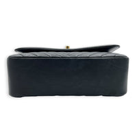 CC Chevron Black Top Handle Bag in Calfskin, Gold hardware