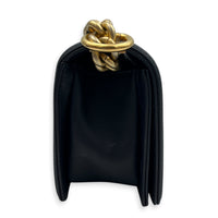 Boy Small Seasonal Chevron Blue Shoulder Bag in Calfskin, Gold hardware