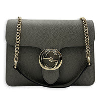Interlocking G Shoulder Bag Grey in Calfskin, Gold hardware