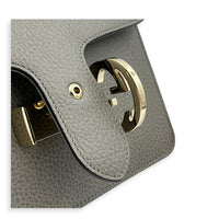 Interlocking G Shoulder Bag Grey in Calfskin, Gold hardware