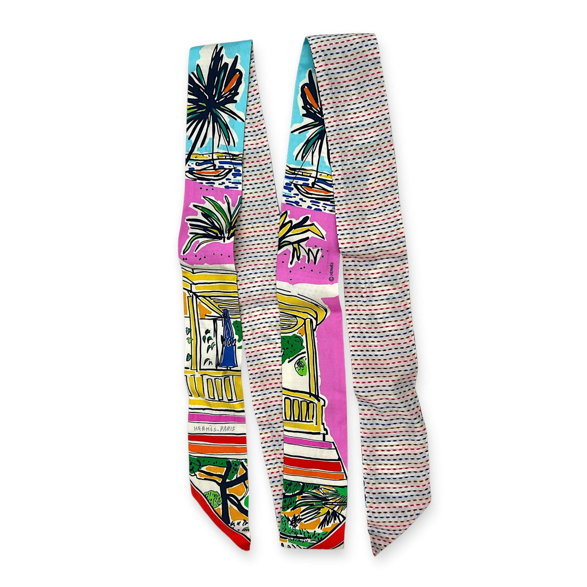 Twilly Twins Pointille En Liberte Twins Rose/Bleu Bag Accessory in Silk,  hardware