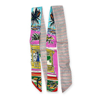 Twilly Twins Pointille En Liberte Twins Rose/Bleu Bag Accessory in Silk,  hardware