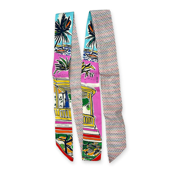 Twilly Twins Pointille En Liberte Twins Rose/Bleu Bag Accessory in Silk,  hardware