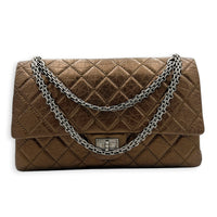 2.55 Shoulder Bag Brown in Calfskin, Ruthenium hardware
