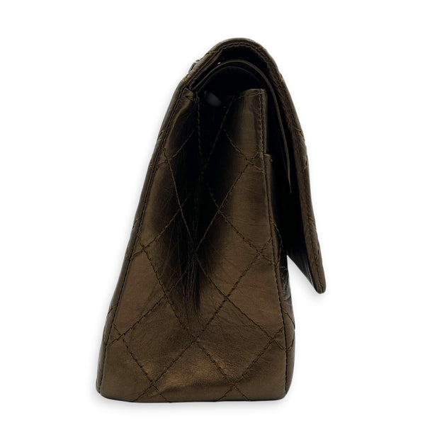 2.55 Shoulder Bag Brown in Calfskin, Ruthenium hardware