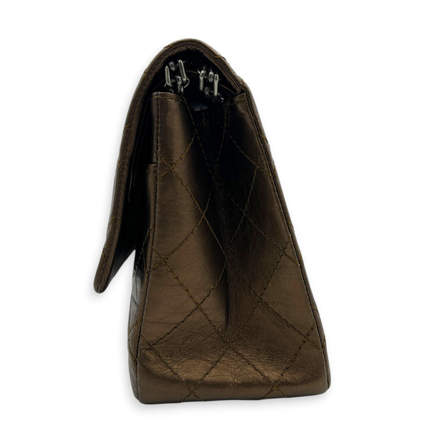 2.55 Shoulder Bag Brown in Calfskin, Ruthenium hardware
