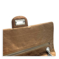 2.55 Shoulder Bag Brown in Calfskin, Ruthenium hardware
