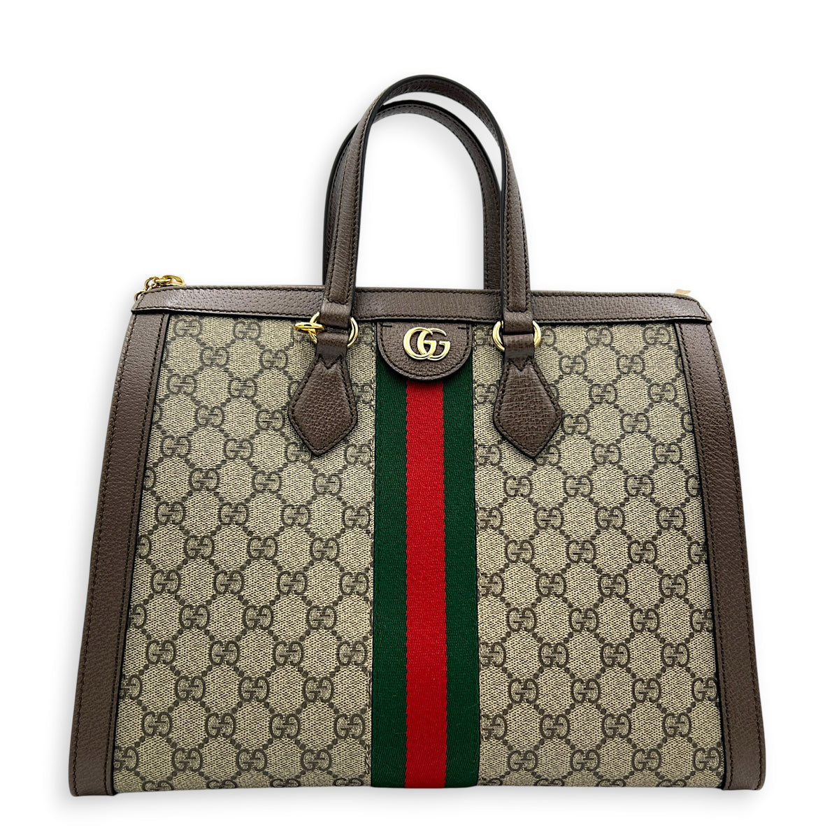 Ophidia Tote Bag Large Beige Ebony, Gold hardware