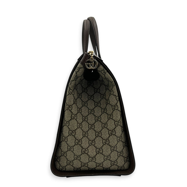 Ophidia Tote Bag Large Beige Ebony, Gold hardware
