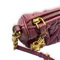 Matelassé Pink Shoulder Bag in Calfskin, Gold hardware