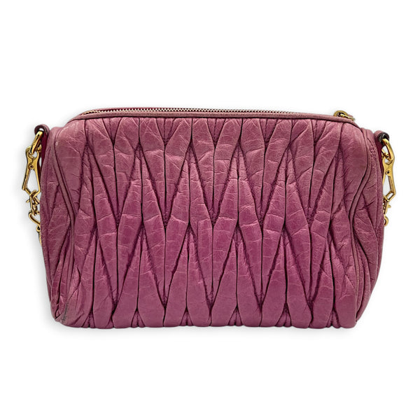 Matelassé Pink Shoulder Bag in Calfskin, Gold hardware
