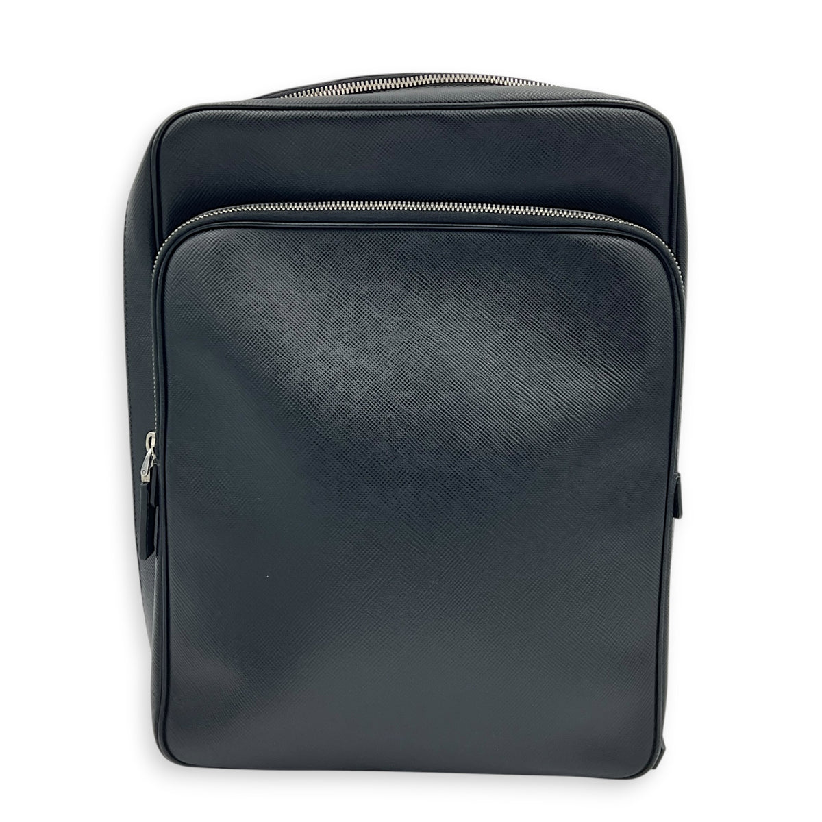 Logo Backpack Black in Saffiano Leather, Silver hardware