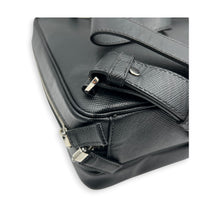 Logo Backpack Black in Saffiano Leather, Silver hardware