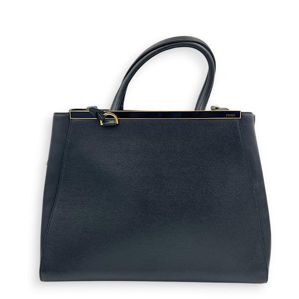 2Jours Top Handle Bag Black in Calfskin, Gold hardware