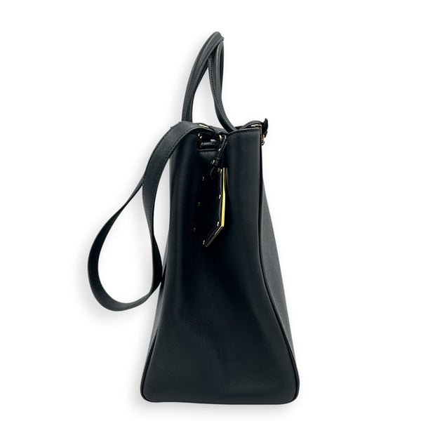 2Jours Top Handle Bag Black in Calfskin, Gold hardware