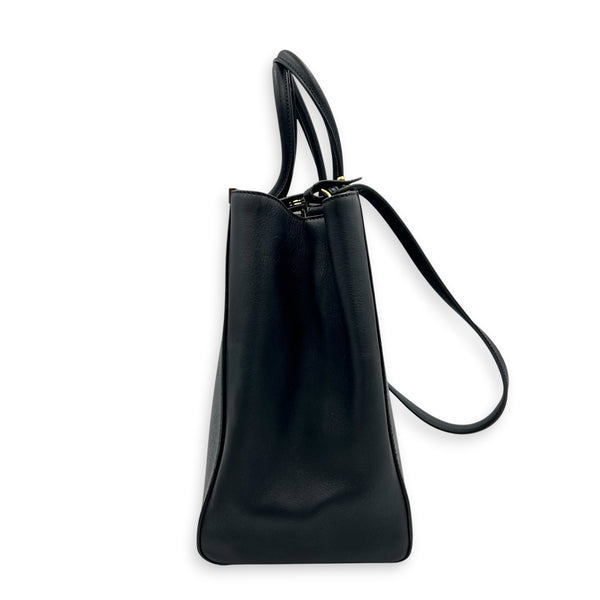 2Jours Top Handle Bag Black in Calfskin, Gold hardware