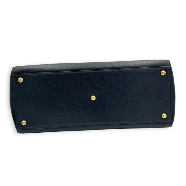 2Jours Top Handle Bag Black in Calfskin, Gold hardware