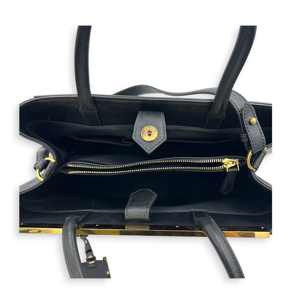2Jours Top Handle Bag Black in Calfskin, Gold hardware