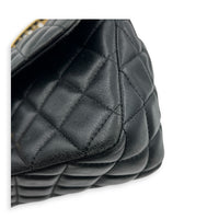 24C Rectangle Top Black Top Handle Bag in Lambskin, Gold hardware