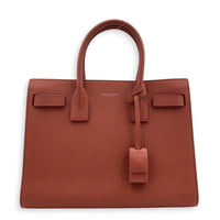 Sac de Jour Top Handle Bag Small Brick Red in Calfskin, Silver hardware