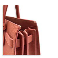 Sac de Jour Top Handle Bag Small Brick Red in Calfskin, Silver hardware