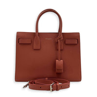 Sac de Jour Top Handle Bag Small Brick Red in Calfskin, Silver hardware