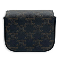 Triomphe Claude Mini Tan Crossbody Bag in Coated Canvas, Gold hardware